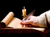 Hand writing parchment